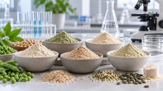 Plant-based powders and pulses in a laboratory setting; not the products or samples examined in the study.