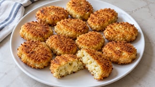 Nuggets planos dorados con coliflor y queso por dentro