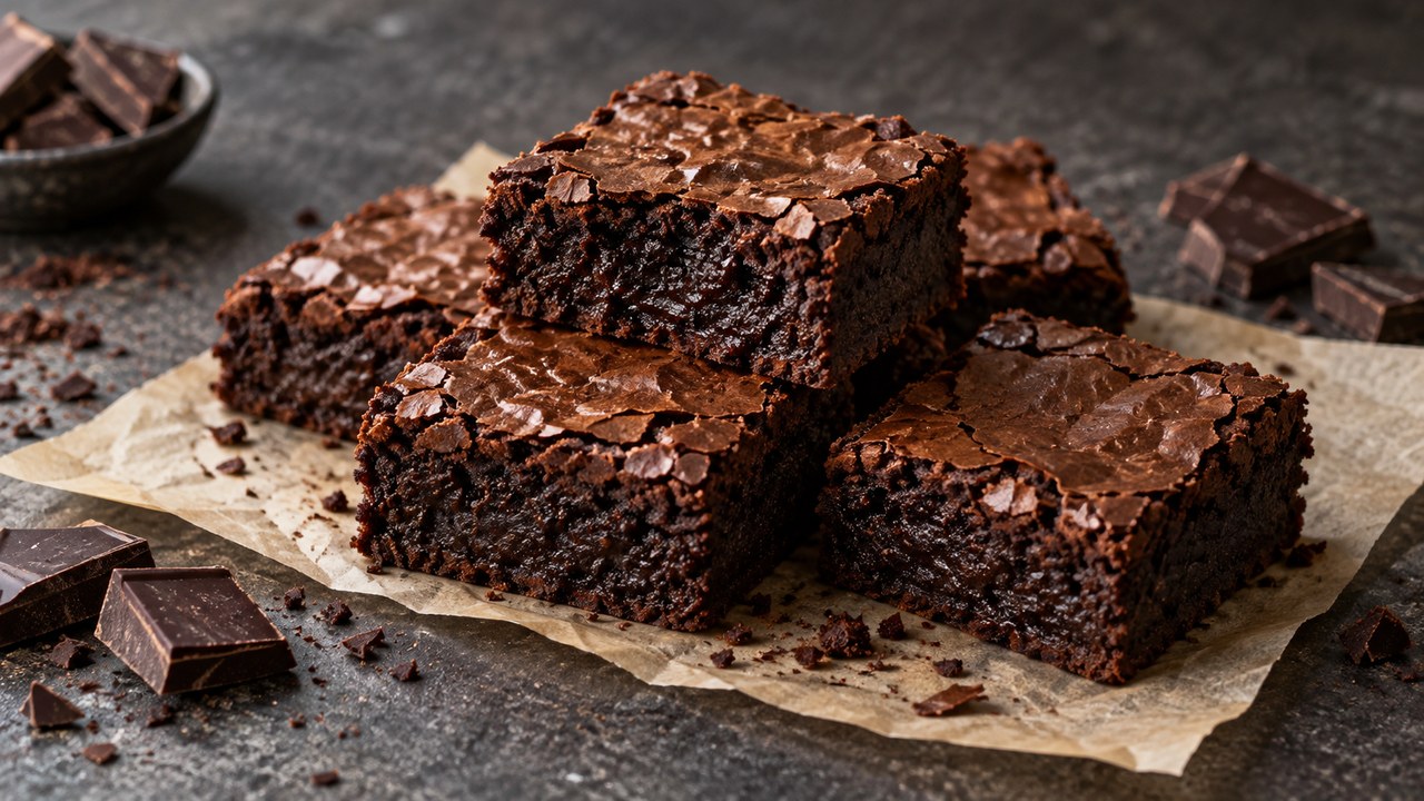 Brownies al cioccolato succoso dalla friggitrice ad aria con crosta sottile e centro umido