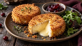 Camembert crémeux de l'Air Fryer avec miel, thym, noix et pain rôti