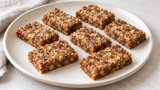 Barritas blandas de dátil y avena con copos visibles