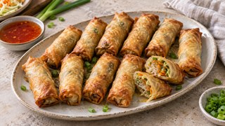 Rouleaux de printemps de légumes dorés croustillants de la friteuse à l'acide sucré