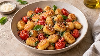 Gnocchi doré et croustillant de l’Air Fryer avec Parmesan, Basilic et Dip