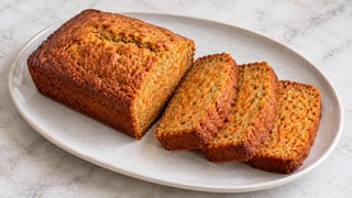 Petit cake doré aux carottes avec filaments orange dans la mie