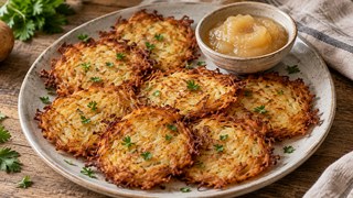 Assaisonnements de pommes de terre dorées de la friteuse à l'air avec sauce pomme et persil frais