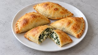 Petits calzones dorés en demi-lune farcis épinards ricotta