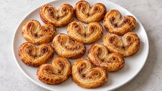 Ventagli di sfoglia dorati a cuore con zucchero e cannella caramellati