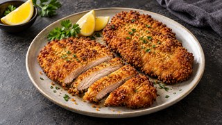 Schnitzel pané croustillant de l’Air Fryer avec citron et persil