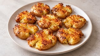 Patate piccole schiacciate con bordi dorati alla paprika