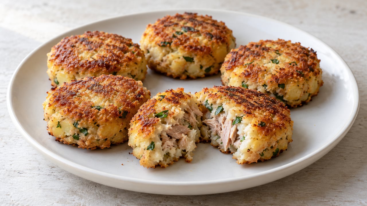 Polpette dorate di tonno con patate e prezzemolo