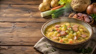 Berliner Kartoffelsuppe hausgemacht serviert