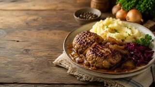 Frikadellen mit Kartoffelpüree hausgemacht serviert