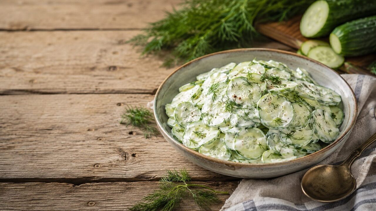 Gurkensalat mit Dill hausgemacht serviert
