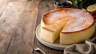 Käsekuchen ohne Boden hausgemacht serviert