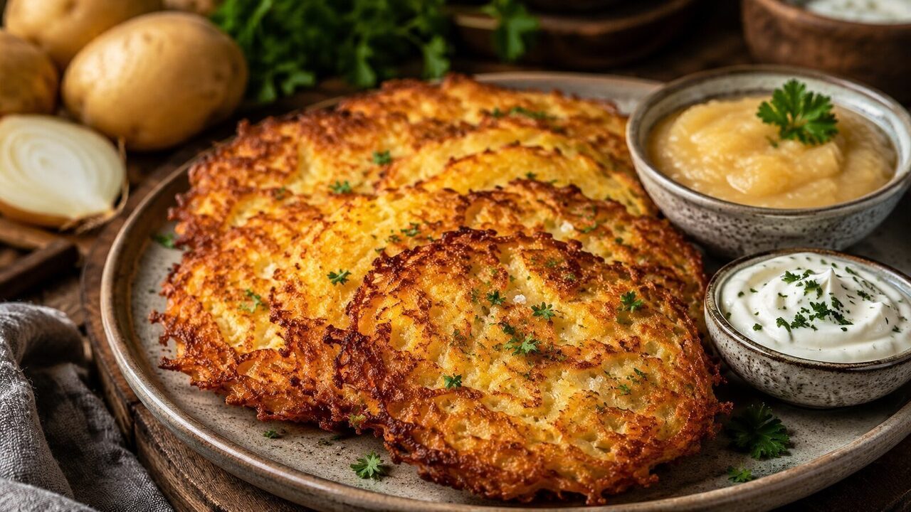 Kartoffelpuffer hausgemacht serviert