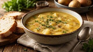 Kartoffelsuppe hausgemacht serviert