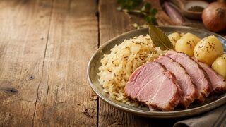 Kasseler mit Sauerkraut hausgemacht serviert