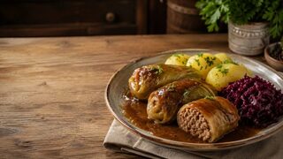 Kohlrouladen mit Hackfleisch hausgemacht serviert