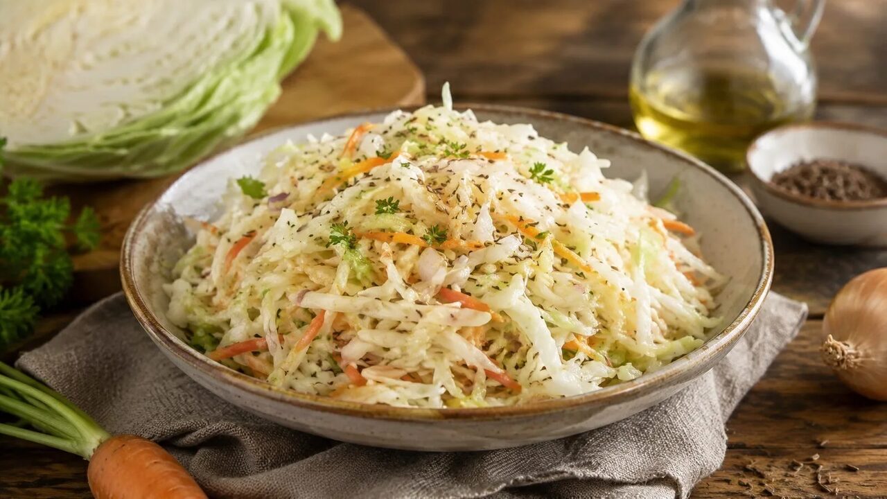 Krautsalat nach Hausart hausgemacht serviert
