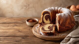 Marmorkuchen klassisch hausgemacht serviert