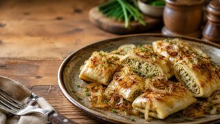 Maultaschen geschmälzt hausgemacht serviert