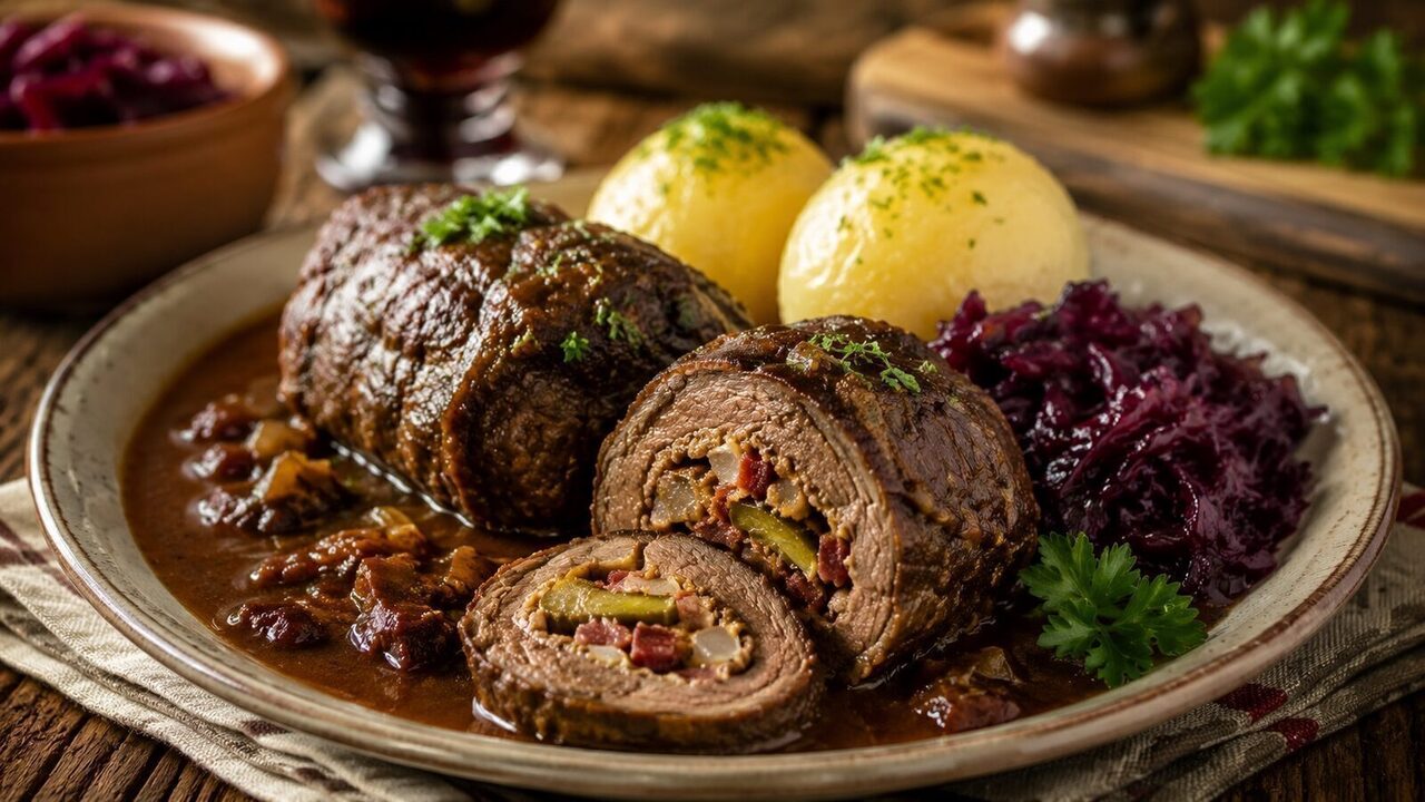 Rinderrouladen hausgemacht serviert