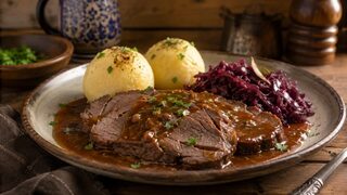 Sauerbraten hausgemacht serviert