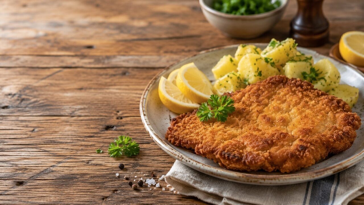 Schnitzel Wiener Art hausgemacht serviert