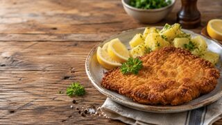 Schnitzel Wiener Art hausgemacht serviert