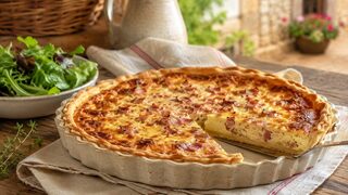 Quiche Lorraine mit knusprigem Mürbeteig, Speck und cremiger Eier-Sahne-Füllung