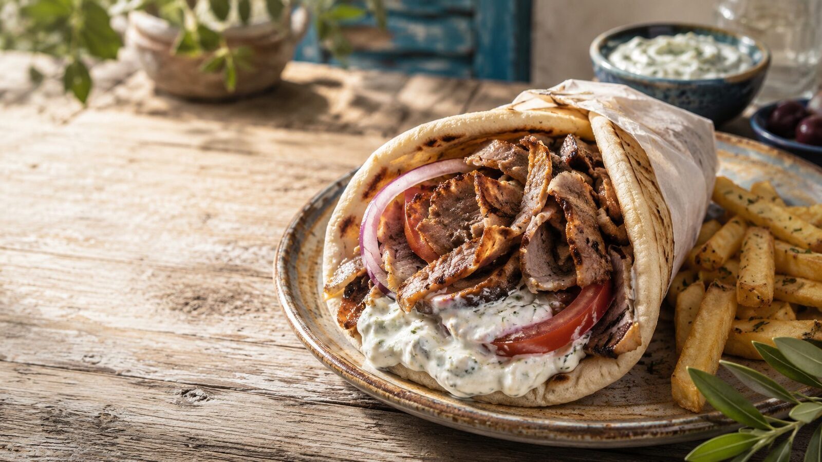 Gyros mit Tzatziki als beliebtes Gericht der griechischen Küche