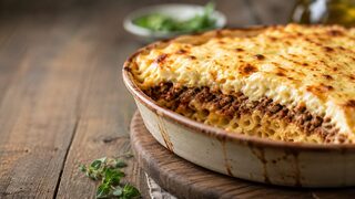 Pastitsio griechischer Nudelauflauf mit Hackfleischsauce und Béchamel