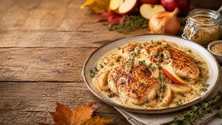 Hähnchenbrust mit Apfel-Senf-Sauce als wärmendes Herbstrezept mit saisonalen Zutaten und kräftigen Aromen