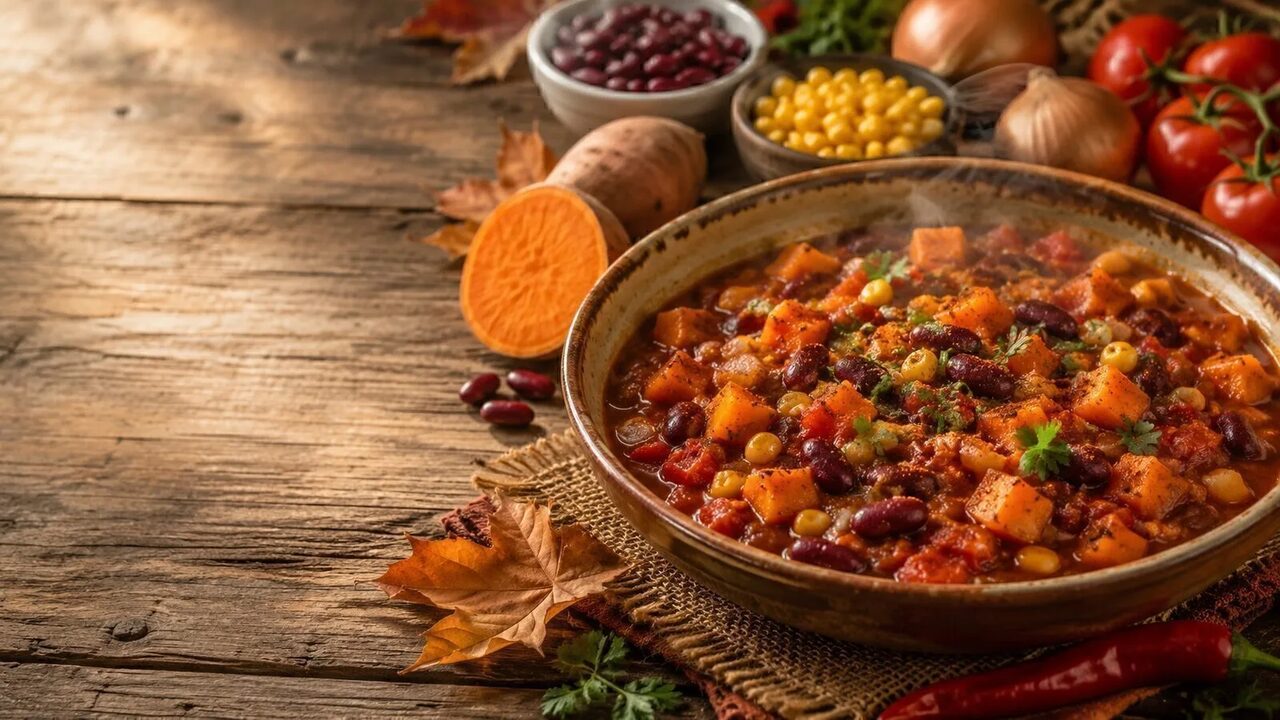 Süßkartoffel-Chili als wärmendes Herbstrezept mit saisonalen Zutaten und kräftigen Aromen