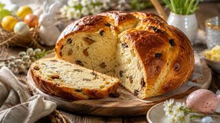 Osterbrot mit Rosinen als liebevoll angerichtetes Osternrezept für Brunch, Feiertage und Familienessen