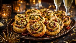 Blätterteig-Schnecken mit Pesto als partytaugliches Silvesterrezept für Buffet, Gäste und Mitternachtssnack