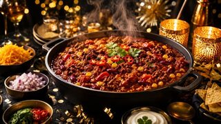 Chili con Carne für die Party als partytaugliches Silvesterrezept für Buffet, Gäste und Mitternachtssnack