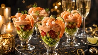Garnelen-Cocktail im Glas als partytaugliches Silvesterrezept für Buffet, Gäste und Mitternachtssnack