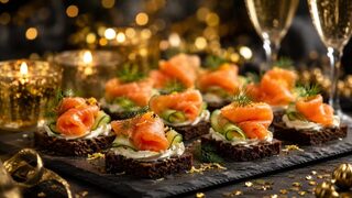 Lachs-Häppchen mit Frischkäse als partytaugliches Silvesterrezept für Buffet, Gäste und Mitternachtssnack