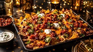 Nachos mit Käse und Salsa als partytaugliches Silvesterrezept für Buffet, Gäste und Mitternachtssnack