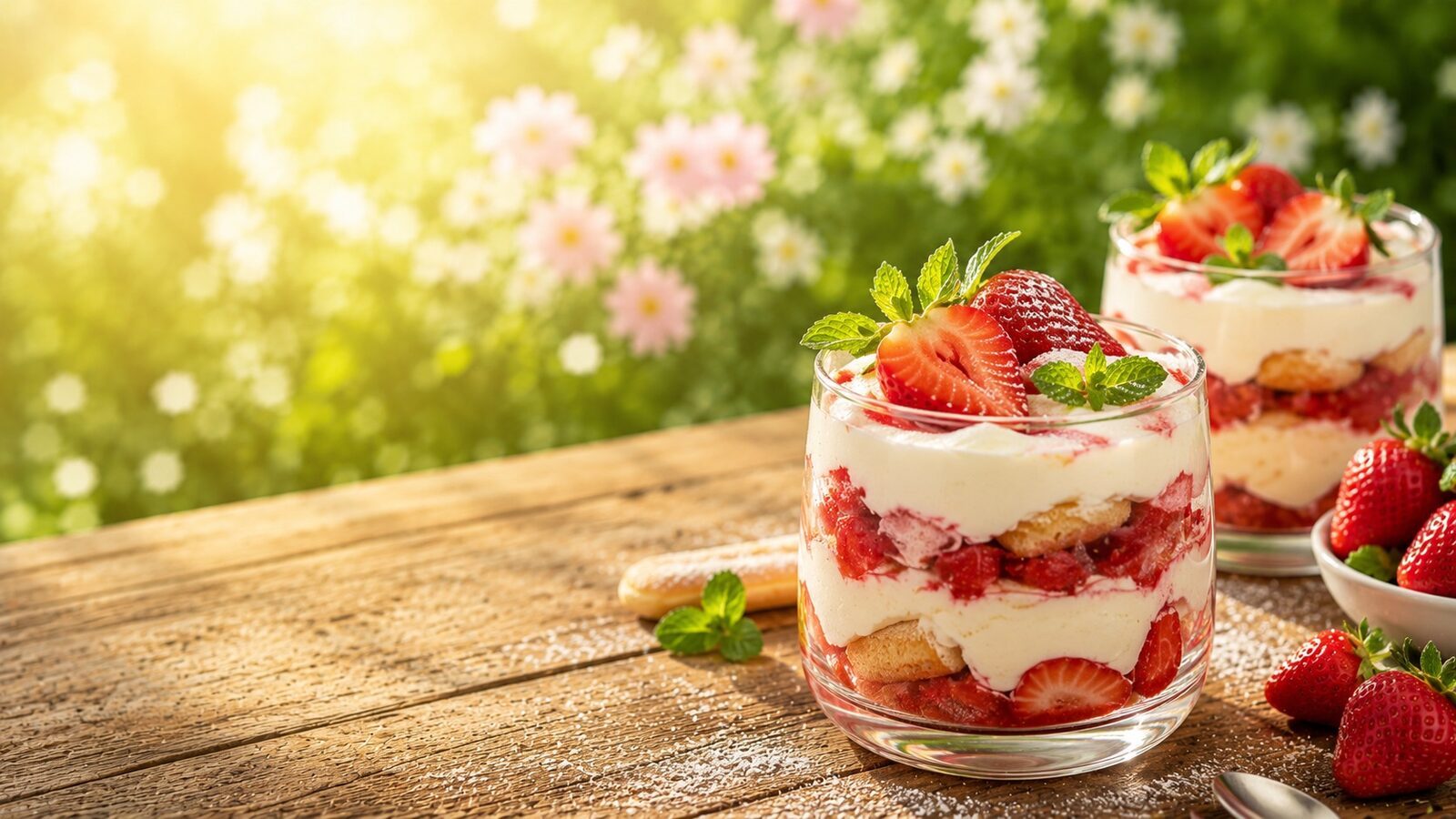 Erdbeer-Tiramisu im Glas als frisches Sommerrezept für warme Tage, Grillabende und leichte Küche