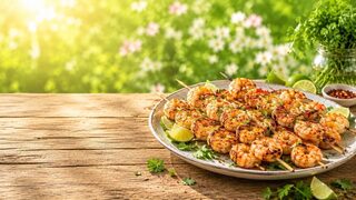 Garnelenspieße mit Limette als frisches Sommerrezept für warme Tage, Grillabende und leichte Küche