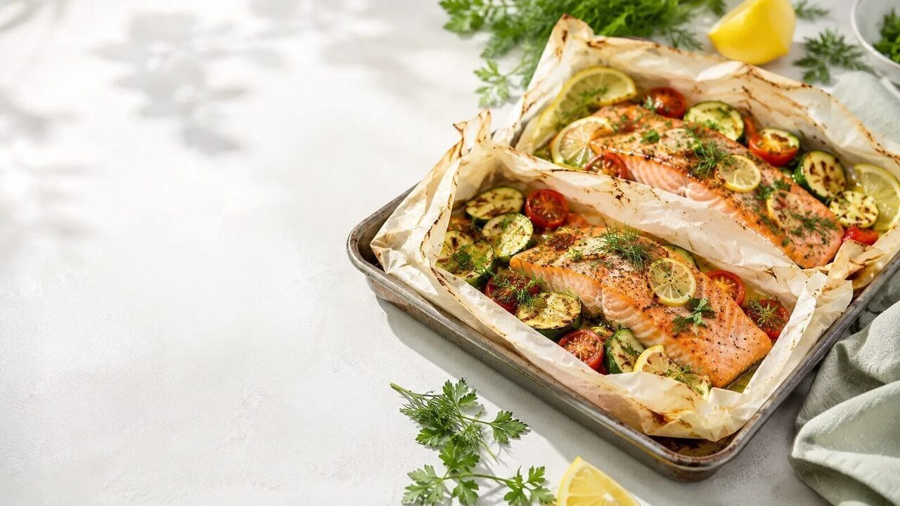 Kräuter-Lachs-Päckchen vom Grill mit Zucchini, Zitrone und Dill