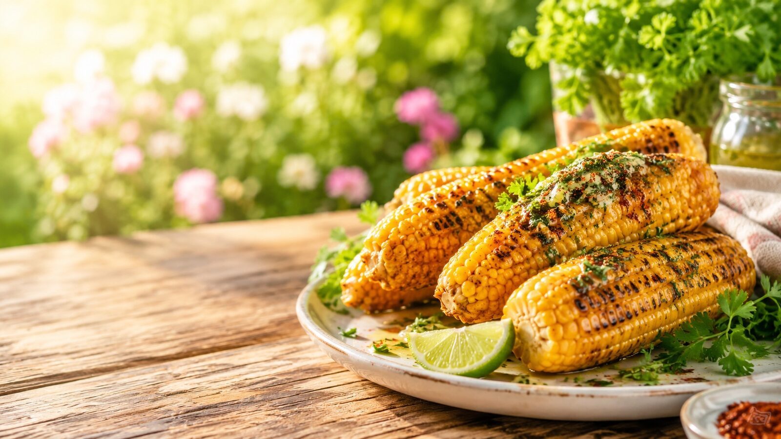 Maiskolben mit Kräuterbutter als frisches Sommerrezept für warme Tage, Grillabende und leichte Küche