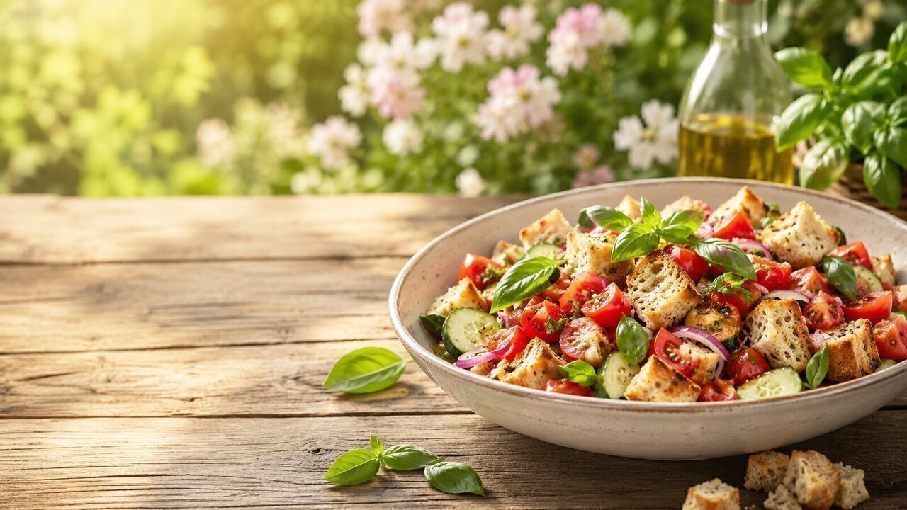 Panzanella mit Ciabatta als frisches Sommerrezept für warme Tage, Grillabende und leichte Küche