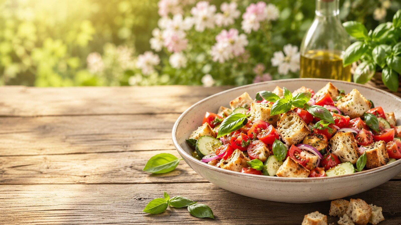 Panzanella mit Ciabatta als frisches Sommerrezept für warme Tage, Grillabende und leichte Küche