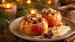 Bratapfel mit Marzipan als festliches Weihnachtsrezept für Advent, Feiertage und gemütliche Familienessen