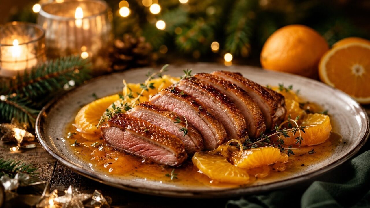Entenbrust mit Orangensauce als festliches Weihnachtsrezept für Advent, Feiertage und gemütliche Familienessen