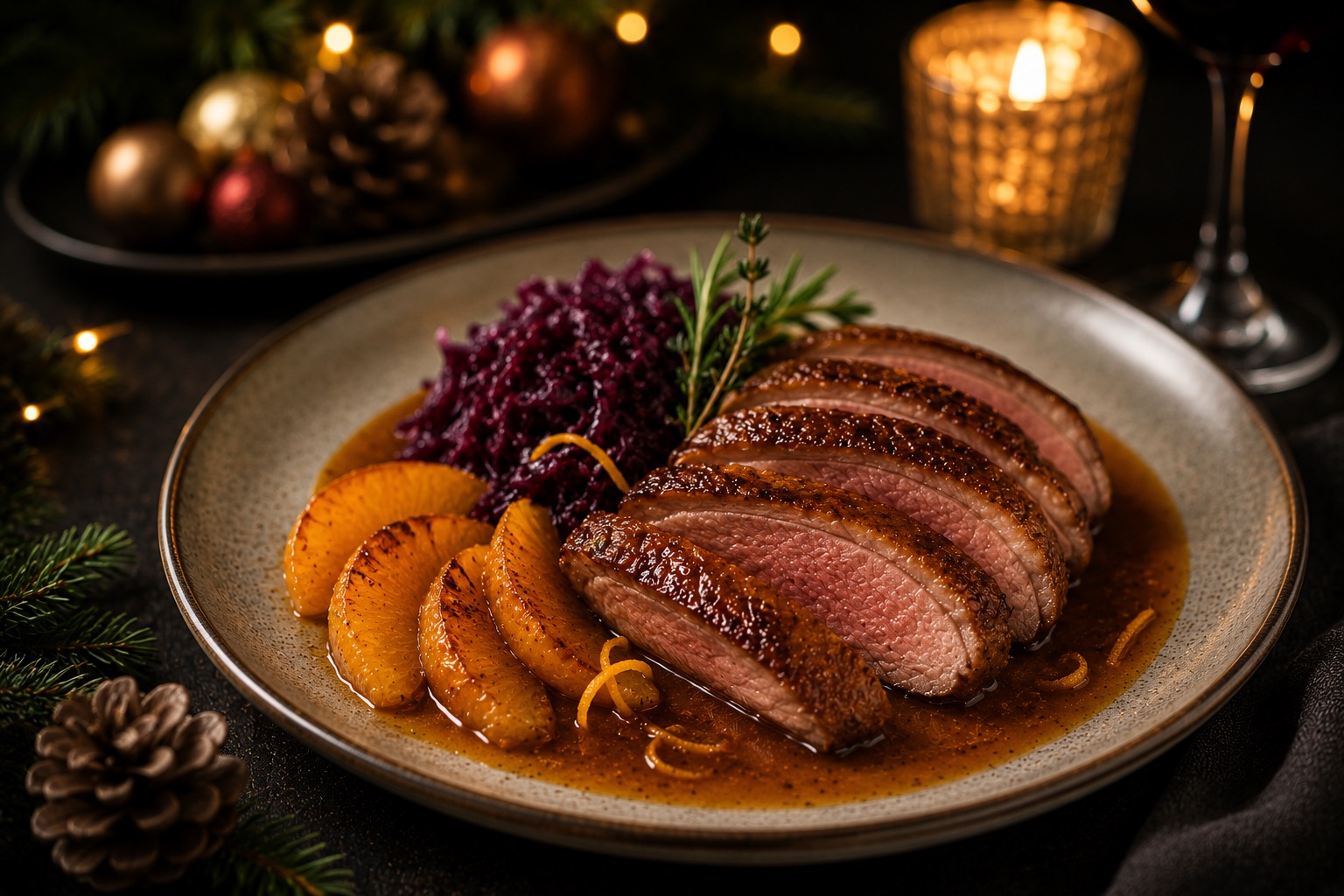Entenbrust mit Orangensauce als festliches Weihnachtsrezept für Advent, Feiertage und gemütliche Familienessen