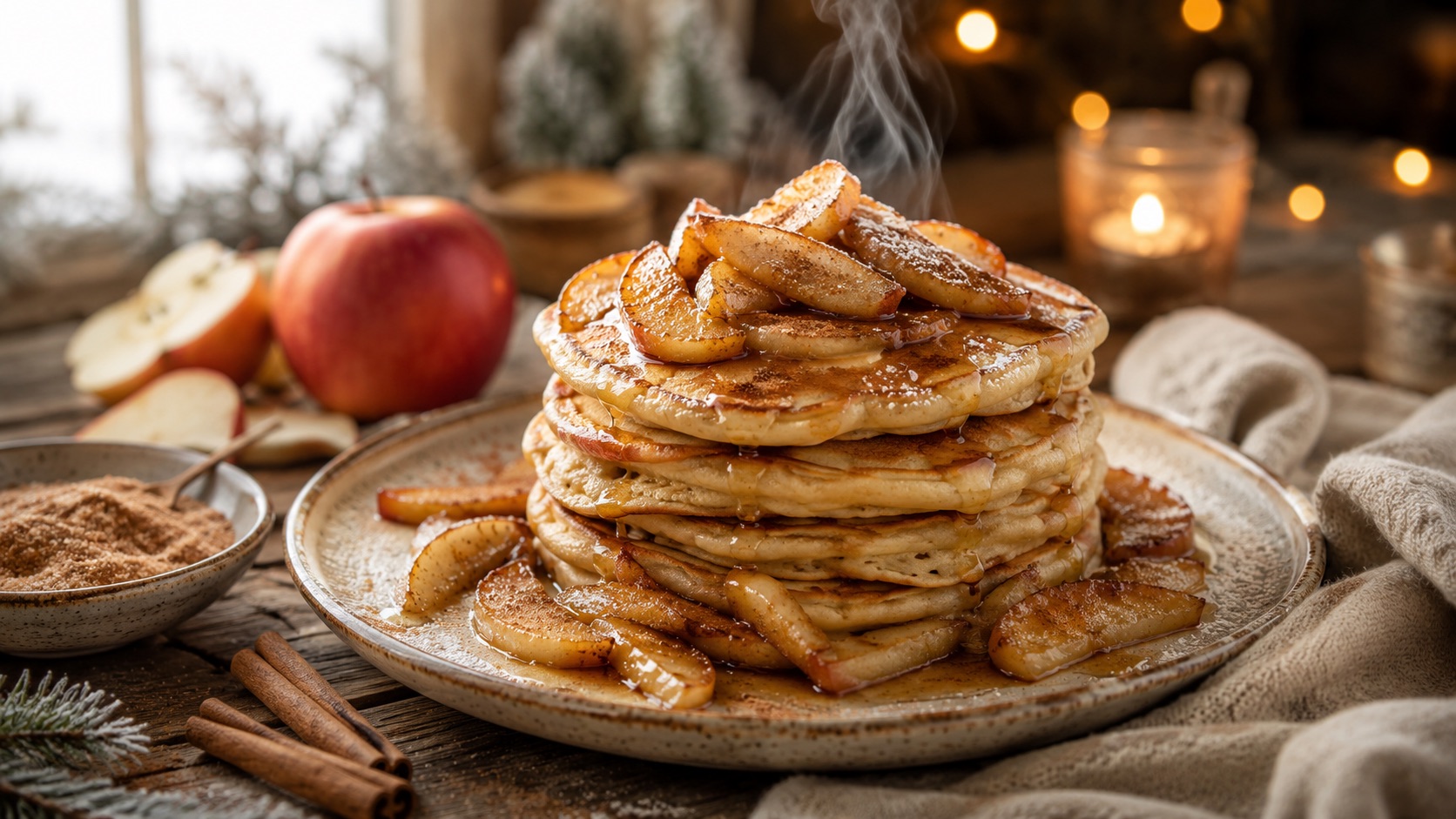 Apfel-Zimt-Pfannkuchen als wärmendes Winterrezept für kalte Tage und gemütliche Familienküche